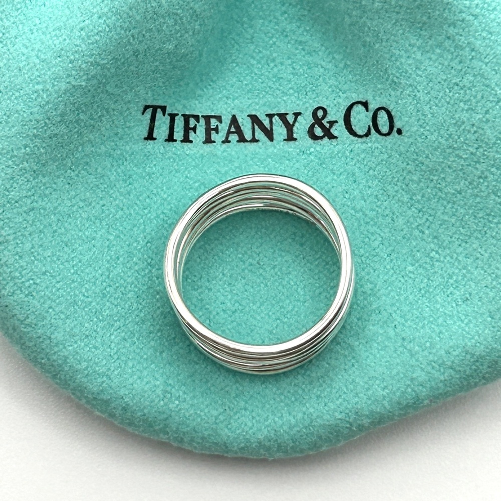 Auth Tiffany & Co Elsa Peretti Five Row Wave Ring 925 Sterling Silver Size 5.5